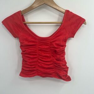 Free People Red Ruched Crop Top